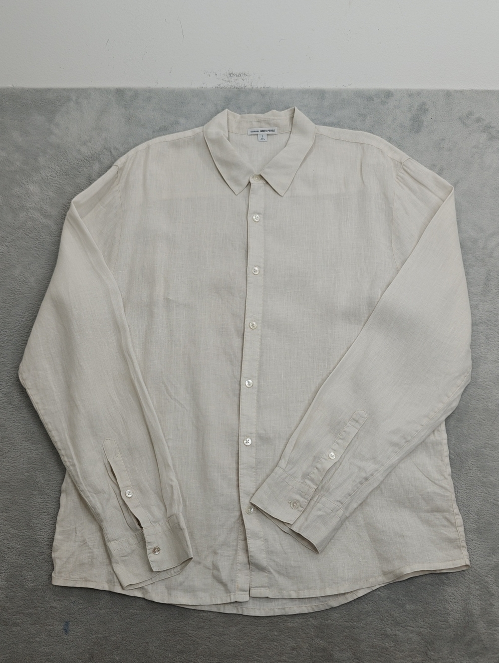 James Perse Lightweight Linen Shirt Button Down Cream L